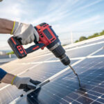 Technician installing solar panel installation in Kolkata